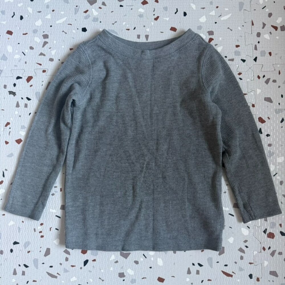 Long Sleeve Grey Waffle T Shirt